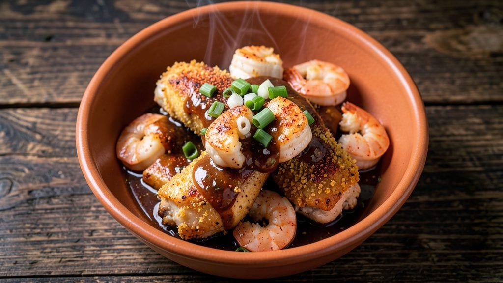 Applebee's Bourbon Street Chicken And Shrimp Copycat Recipe: Crispy Cornmeal Crust With Spicy Cream Swirl